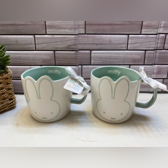 Miffy Mug ❤️Mint green /white Set of 2 NWT - Picture 1 of 9